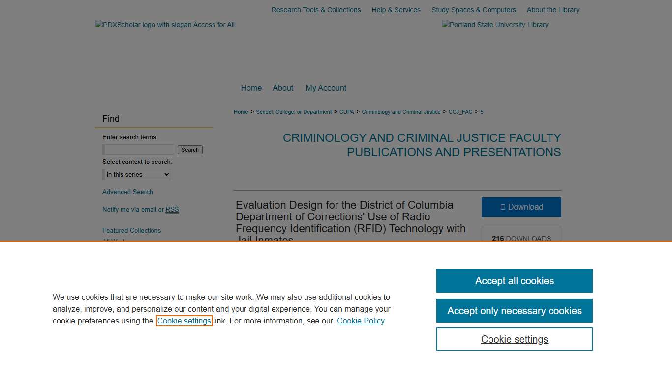 "Evaluation Design for the District of Columbia Department of Correctio" by Laura J. Hickman, Mel Eisman et al.